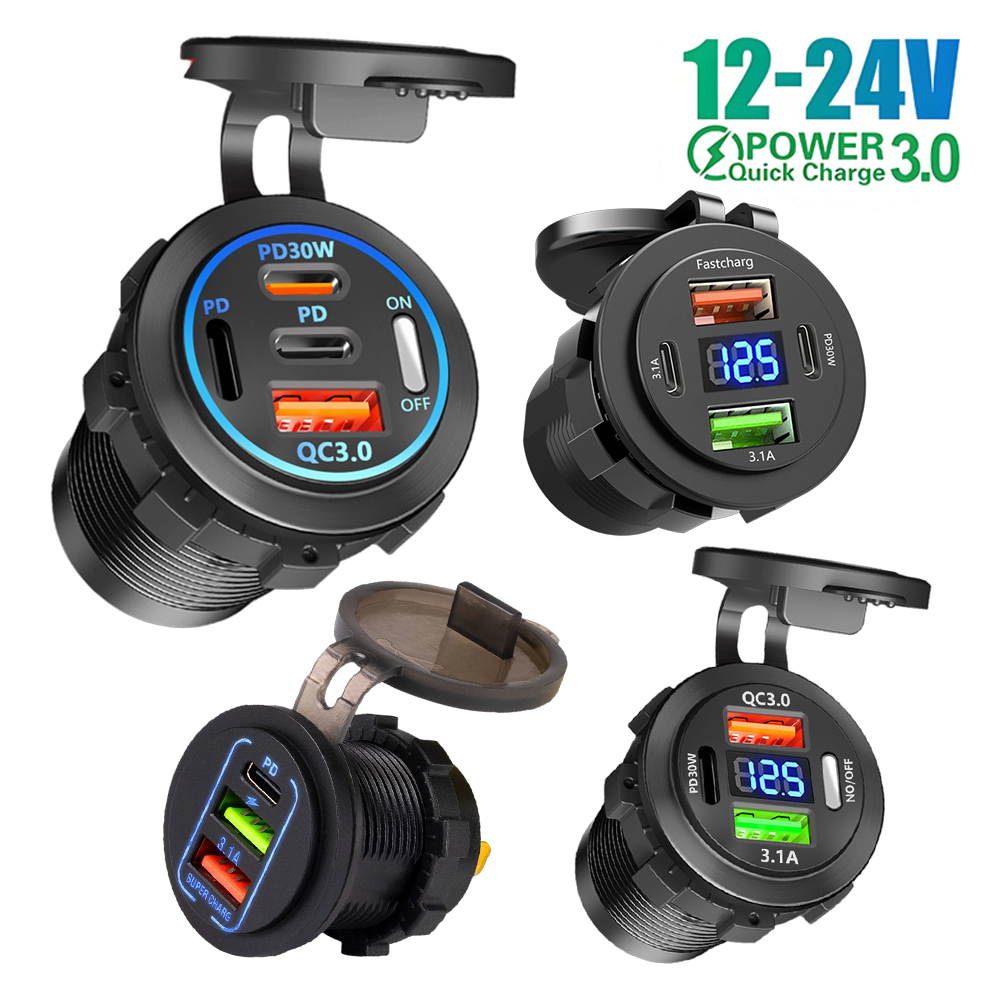 Car Accessories Qc - 12V QC3.0 USB-C stopcontact PD Type-C