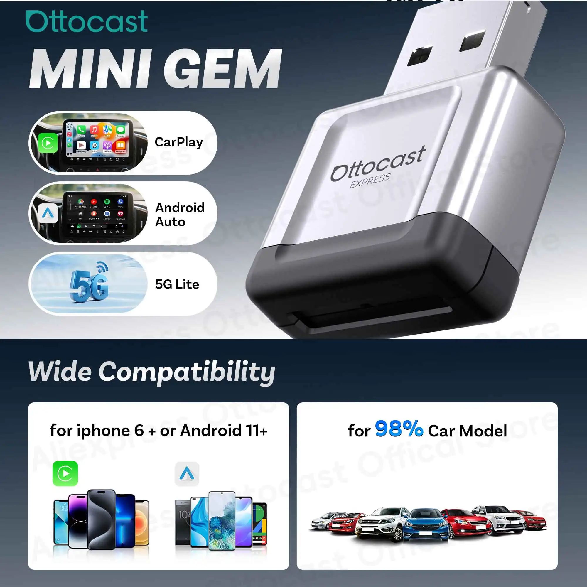 Car Accessories Youtube - Ottocast Express Mini Gem Cube 3.0