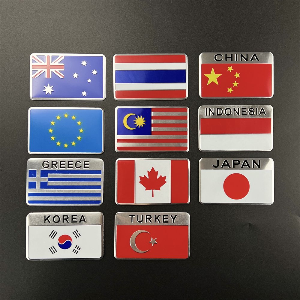 Car Accessories Uae - Aluminium Sticker Nationale Vlag Usa Rusland