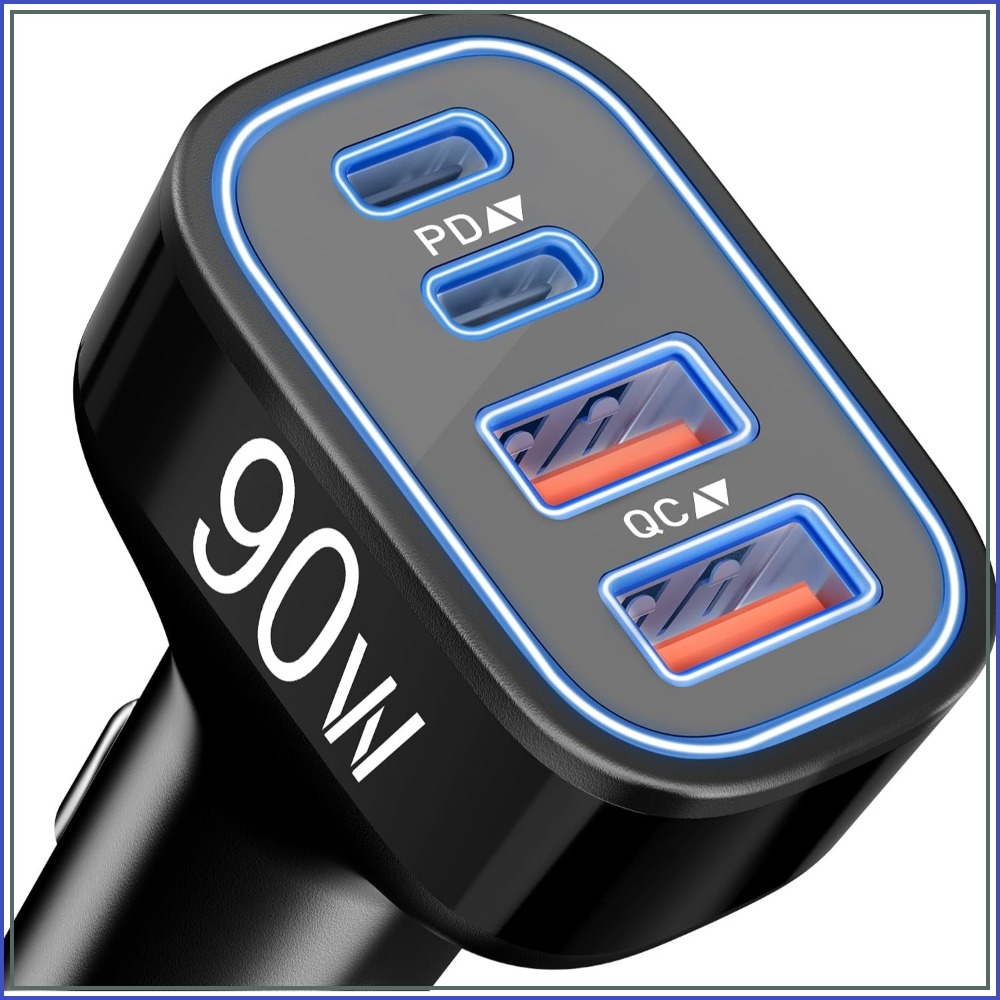 Car Accessories Qc - 90W 4-poorts snelle USB-C autolader, PD/PPS/QC