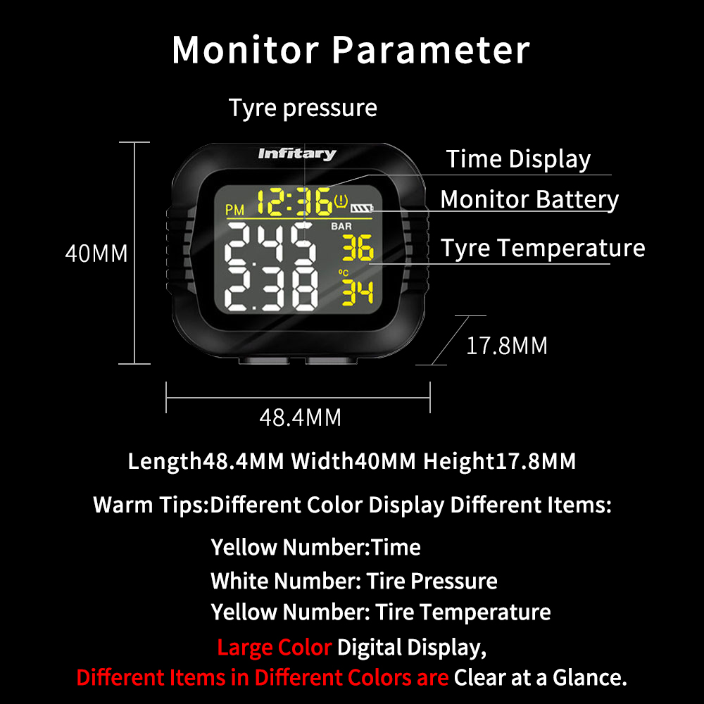 Infitary Motorfiets TPMS Bande - Tire Pressure Monitor recensie en prijs