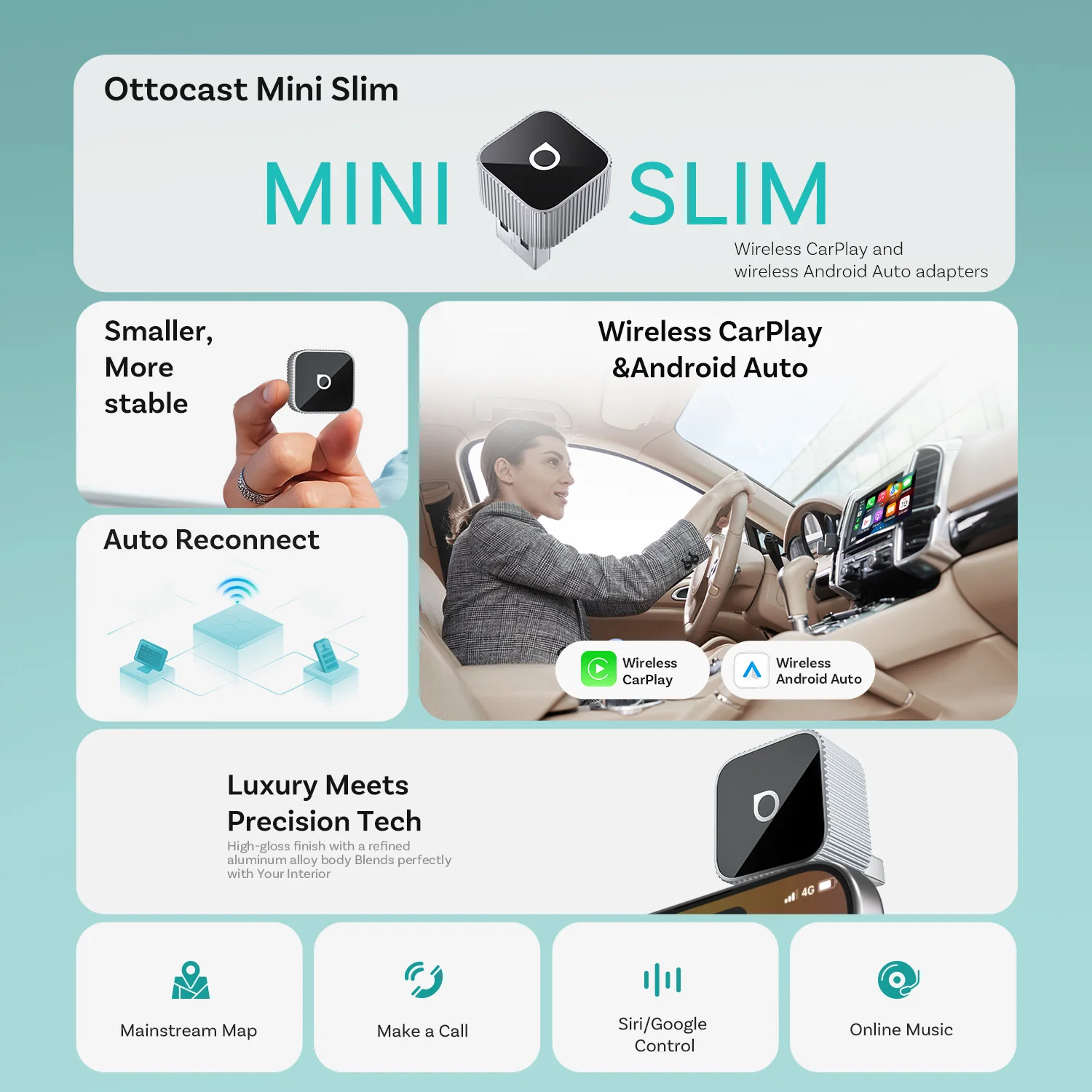Ottocast Mini Slim draadloze C - Car Accessories Youtube recensie en prijs