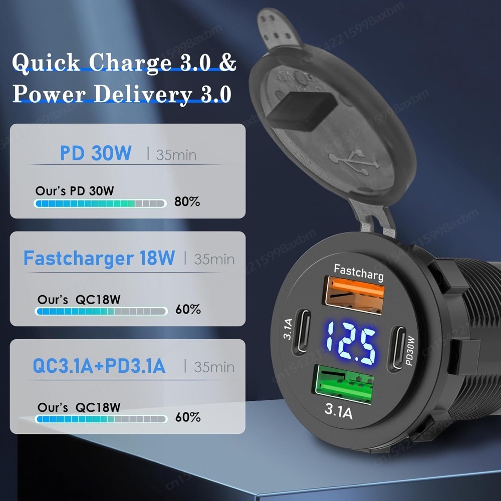 12V QC3.0 USB-C stopcontact PD - Car Accessories Qc recensie en prijs