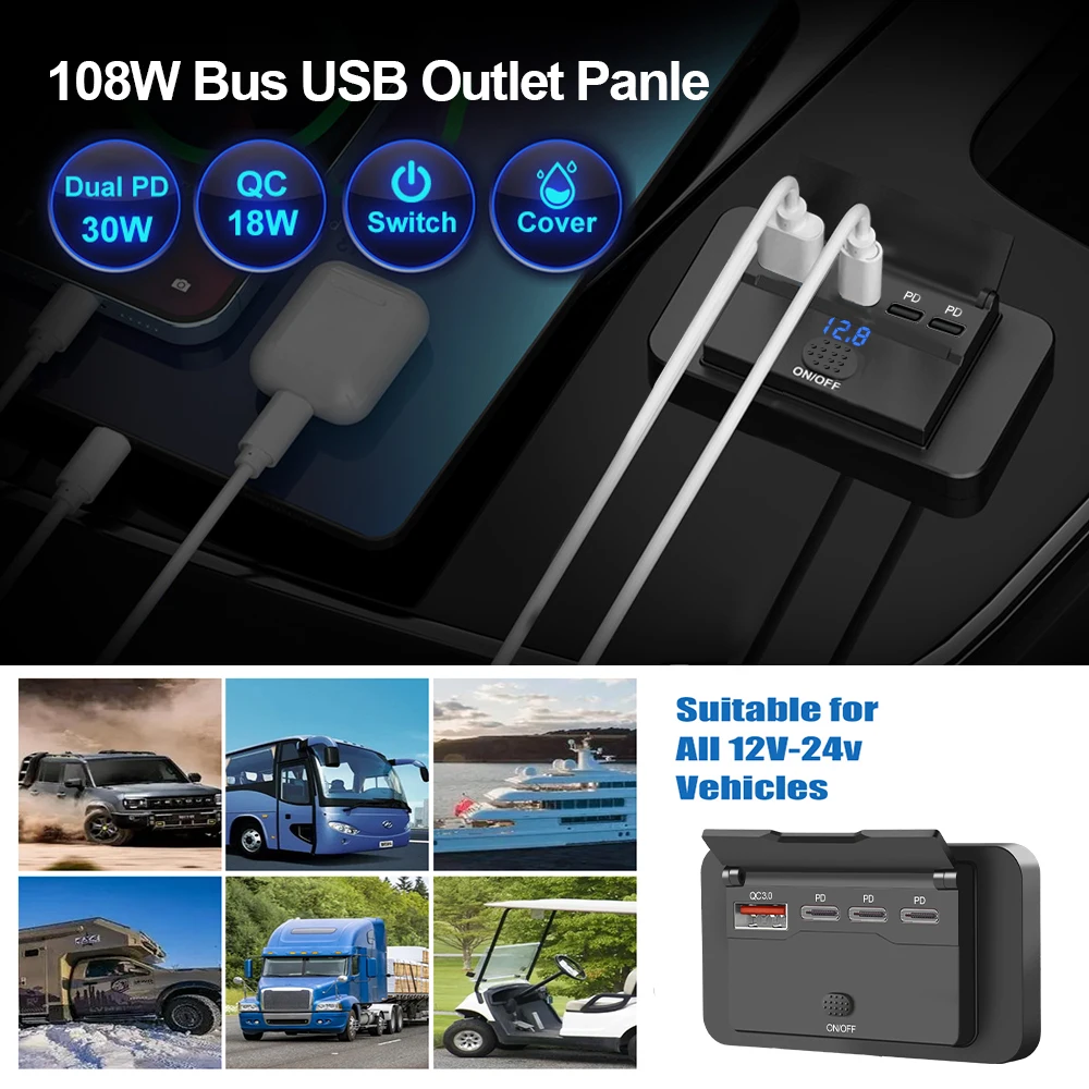 Drie PD & QC 3.0 USB-autolader - Car Accessories Qc recensie en prijs