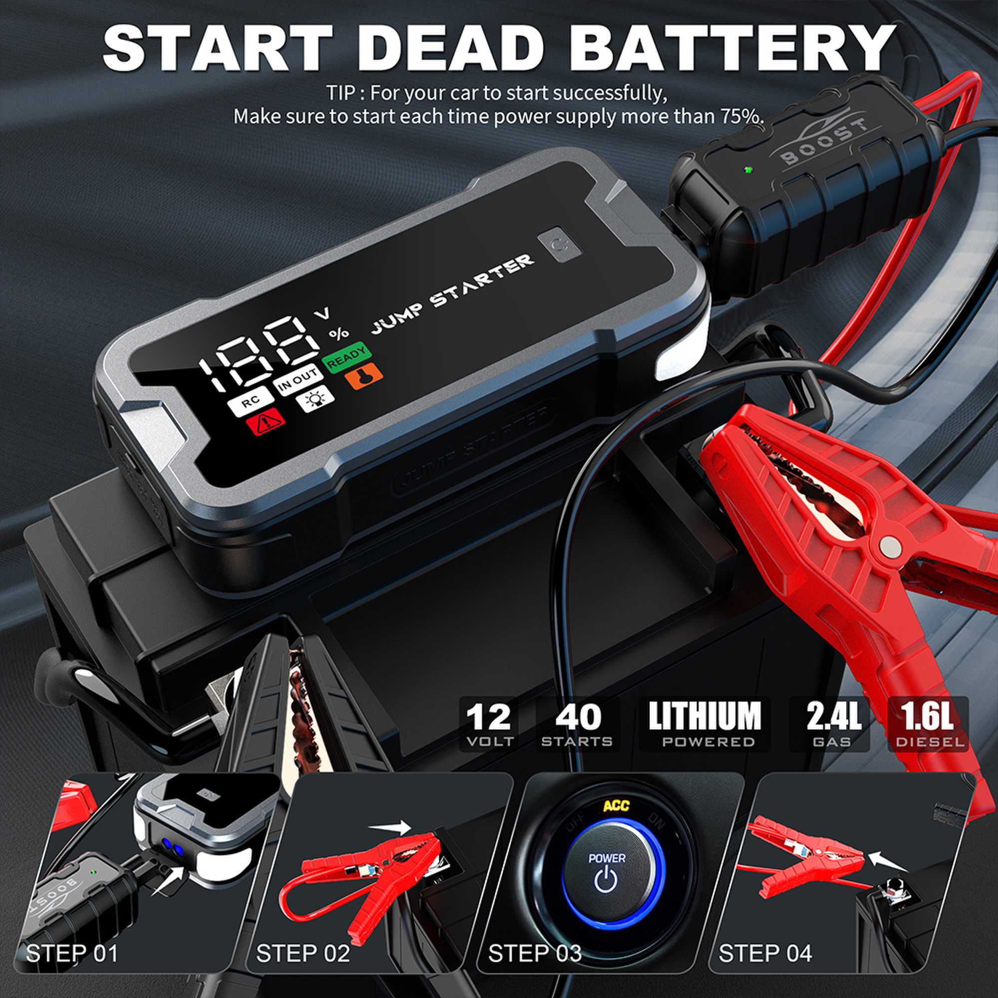 4000A Auto Startkabels, Draagb - Portable Jump Starter recensie en prijs