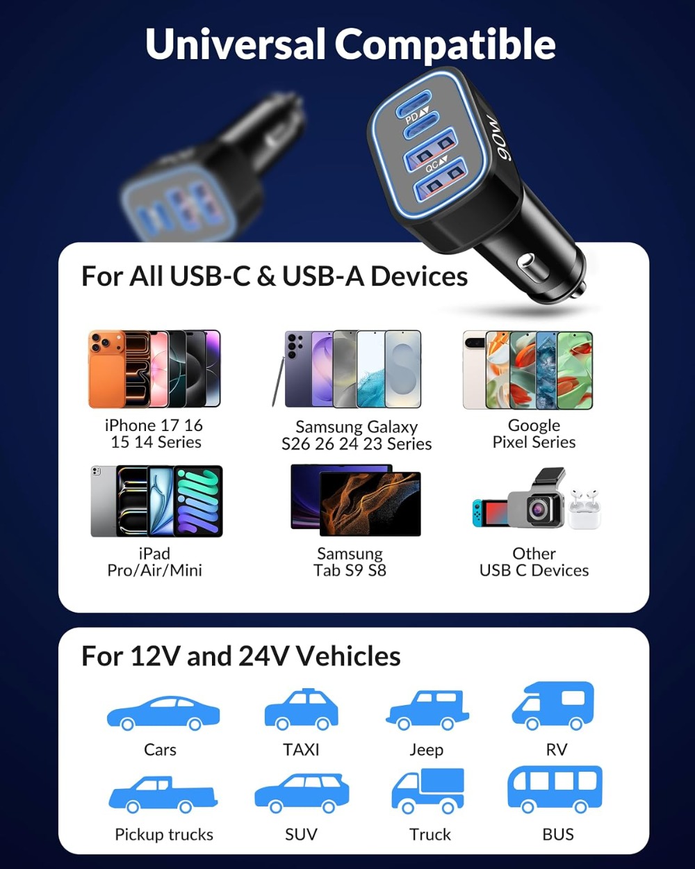 90W 4-poorts snelle USB-C auto - Car Accessories Qc recensie en prijs