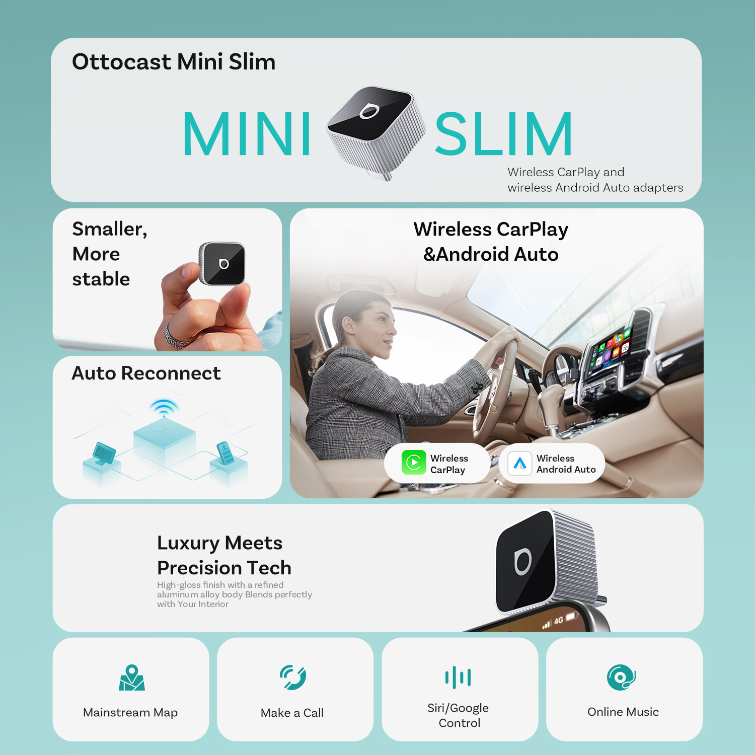 Ottocast Mini Slim Draadloze C - Car Accessories Youtube recensie en prijs